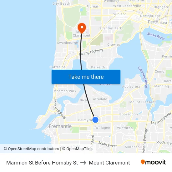 Marmion St Before Hornsby St to Mount Claremont map