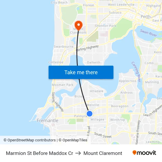 Marmion St Before Maddox Cr to Mount Claremont map