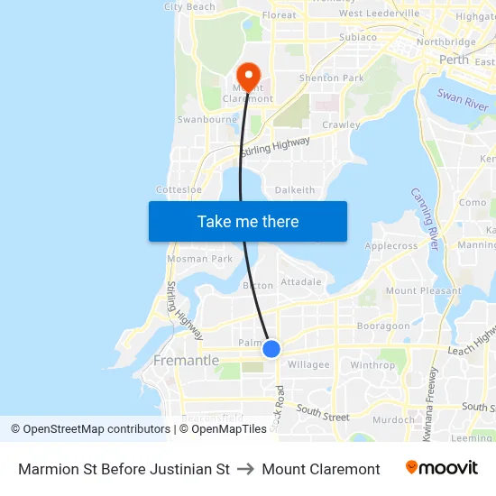 Marmion St Before Justinian St to Mount Claremont map