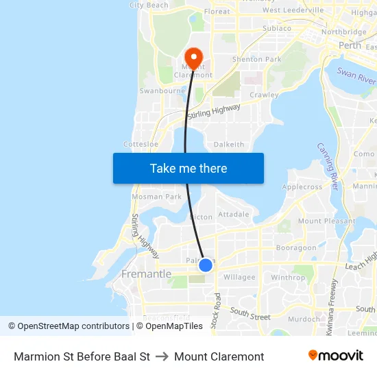 Marmion St Before Baal St to Mount Claremont map