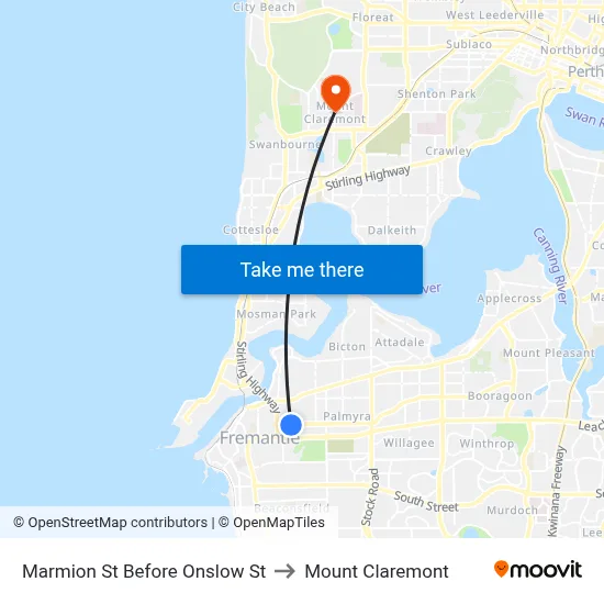 Marmion St Before Onslow St to Mount Claremont map