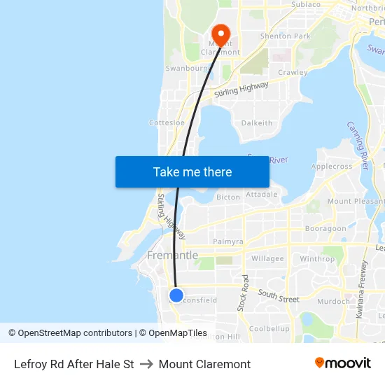 Lefroy Rd After Hale St to Mount Claremont map