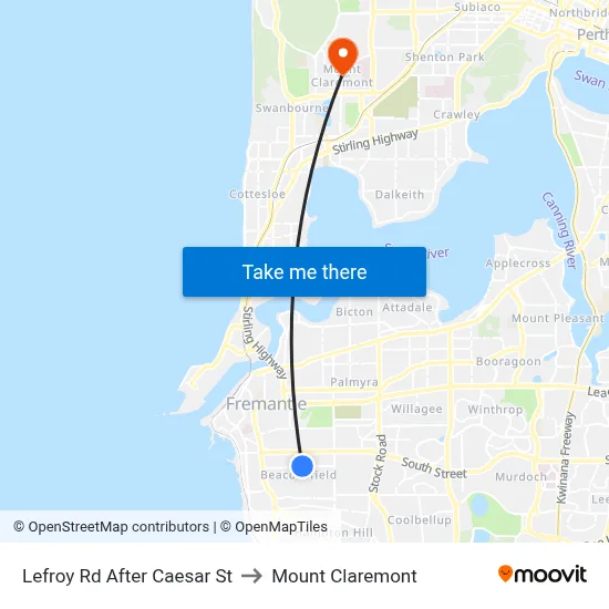Lefroy Rd After Caesar St to Mount Claremont map