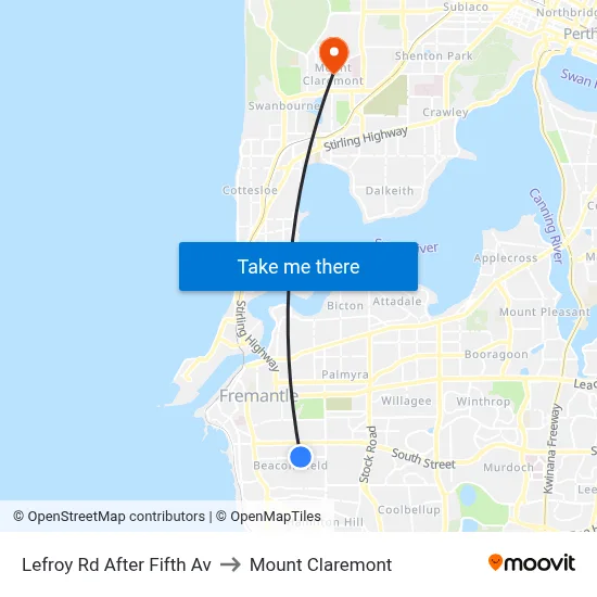 Lefroy Rd After Fifth Av to Mount Claremont map