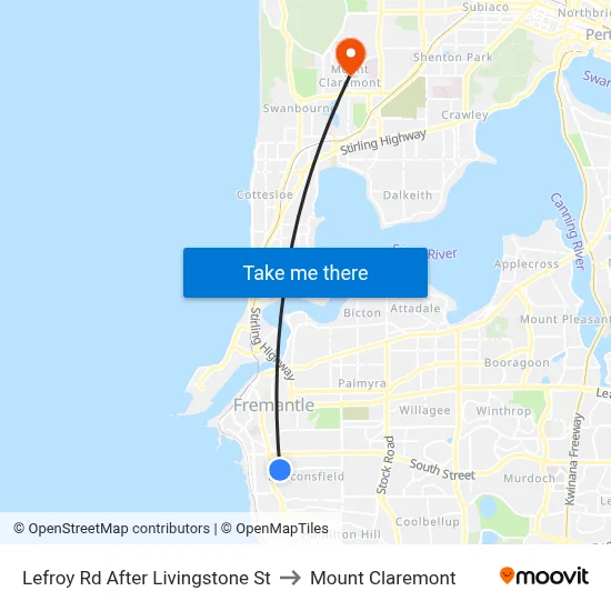 Lefroy Rd After Livingstone St to Mount Claremont map