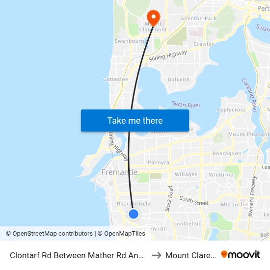 Clontarf Rd Between Mather Rd And Parnell Rd to Mount Claremont map