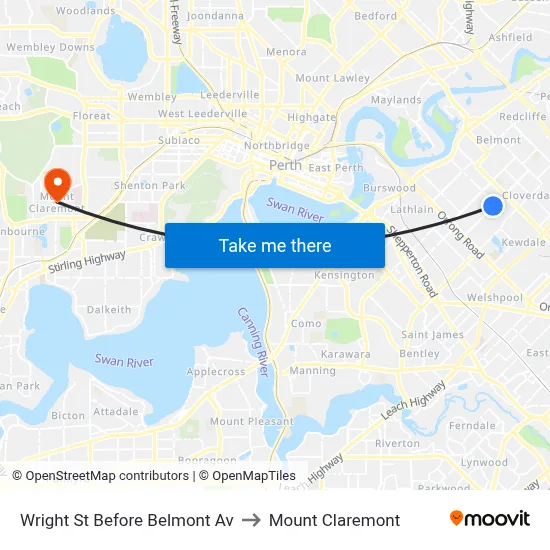 Wright St Before Belmont Av to Mount Claremont map