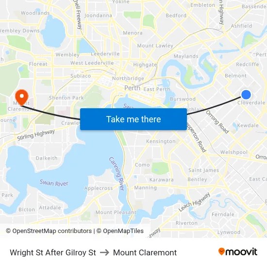 Wright St After Gilroy St to Mount Claremont map