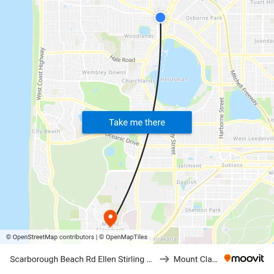 Scarborough Beach Rd Ellen Stirling Boulevard Cat Id 5 to Mount Claremont map