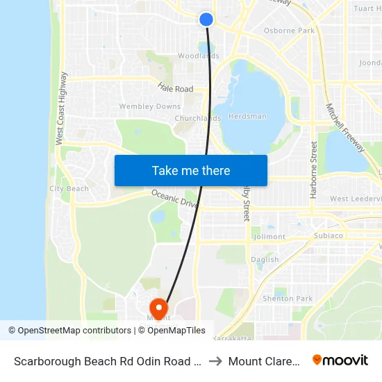 Scarborough Beach Rd Odin Road Cat Id 7 to Mount Claremont map