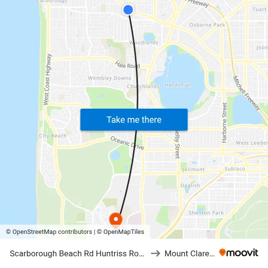 Scarborough Beach Rd Huntriss Road Cat Id 10 to Mount Claremont map