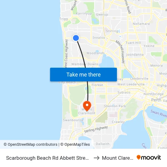 Scarborough Beach Rd Abbett Street Cat Id 16 to Mount Claremont map