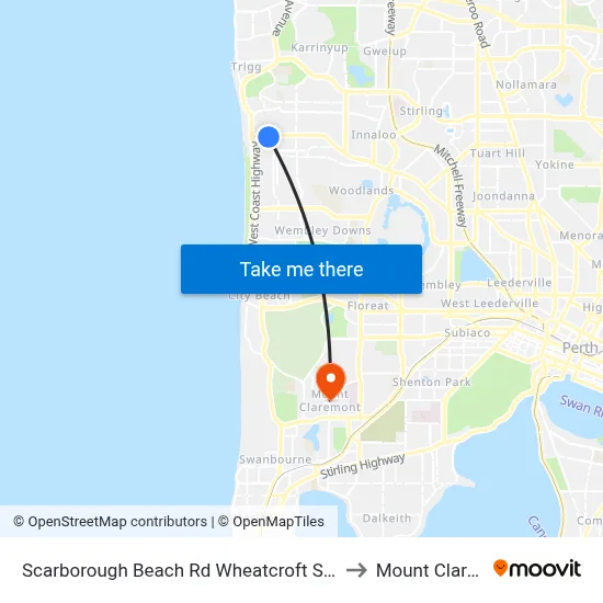 Scarborough Beach Rd Wheatcroft Street Cat Id 18 to Mount Claremont map