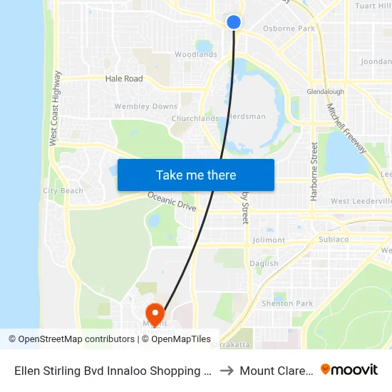 Ellen Stirling Bvd Innaloo Shopping Ctr Cat Id 4 to Mount Claremont map
