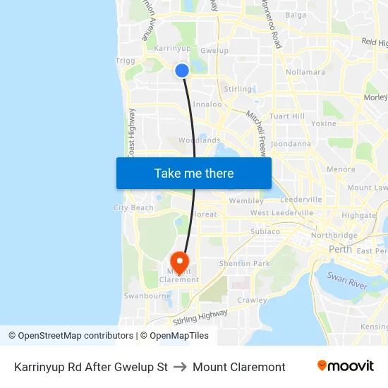 Karrinyup Rd After Gwelup St to Mount Claremont map