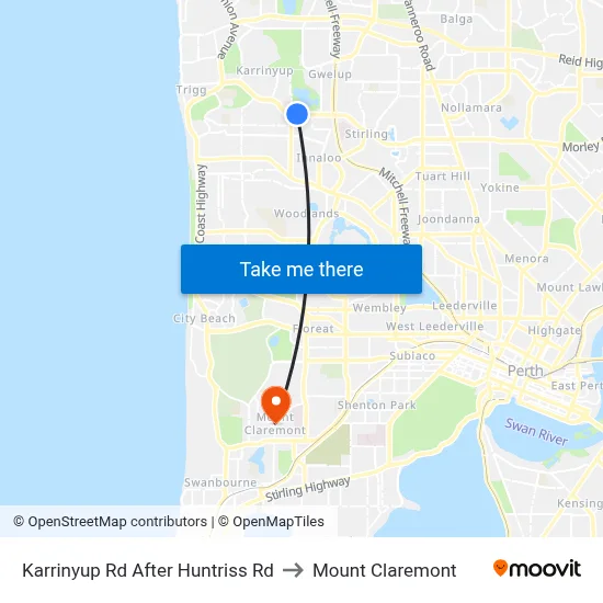 Karrinyup Rd After Huntriss Rd to Mount Claremont map