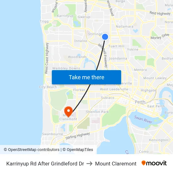 Karrinyup Rd After Grindleford Dr to Mount Claremont map