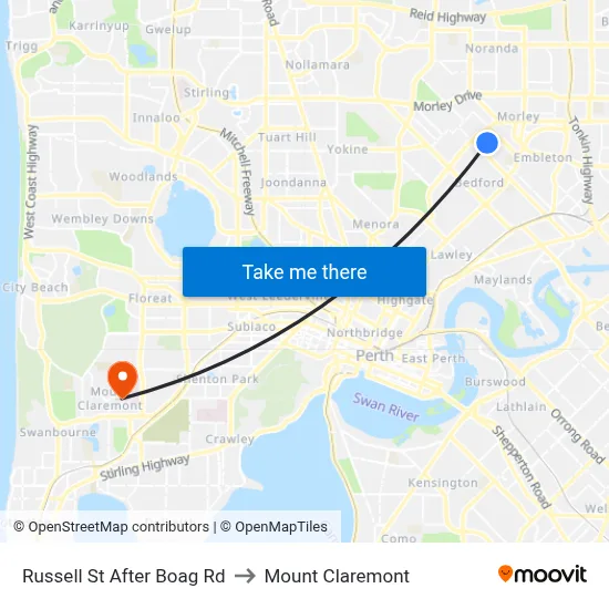 Russell St After Boag Rd to Mount Claremont map