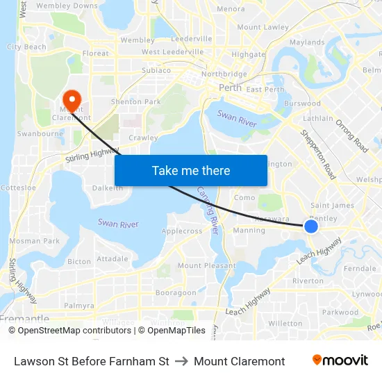 Lawson St Before Farnham St to Mount Claremont map