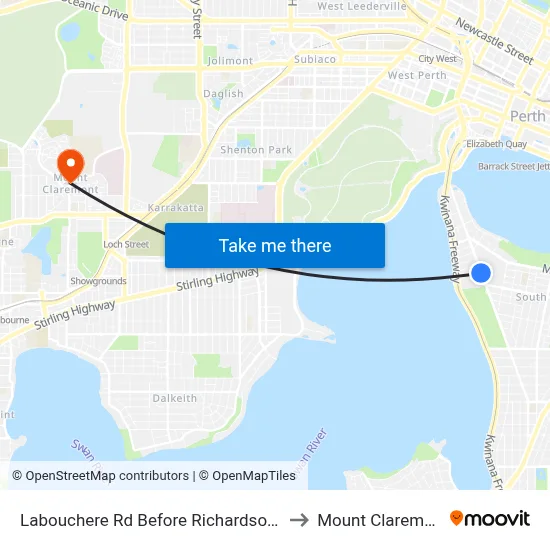 Labouchere Rd Before Richardson St to Mount Claremont map