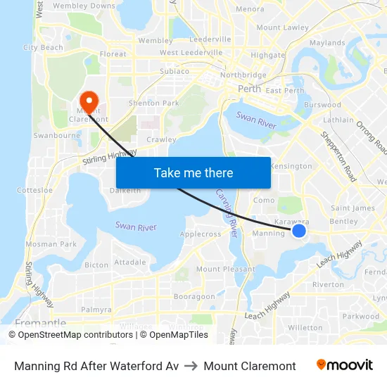 Manning Rd After Waterford Av to Mount Claremont map