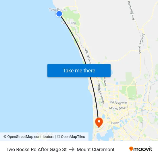 Two Rocks Rd After Gage St to Mount Claremont map