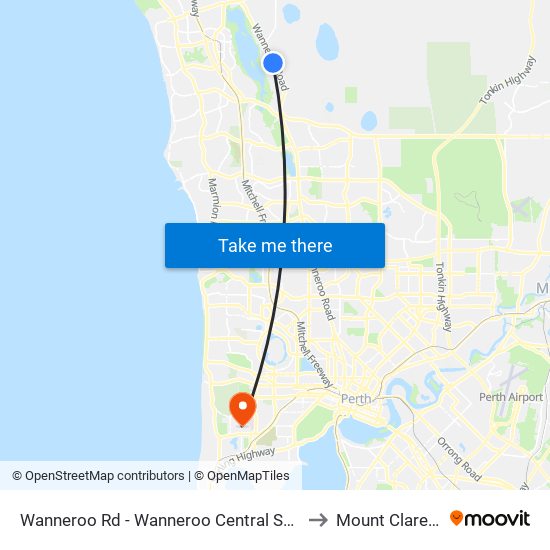 Wanneroo Rd - Wanneroo Central Shopping Ctr to Mount Claremont map