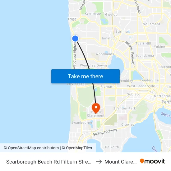 Scarborough Beach Rd Filburn Street Cat Id 21 to Mount Claremont map