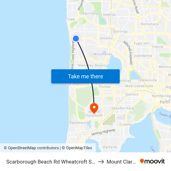 Scarborough Beach Rd Wheatcroft Street Cat Id 22 to Mount Claremont map