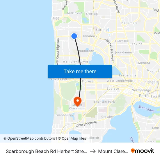 Scarborough Beach Rd Herbert Street Cat Id 27 to Mount Claremont map