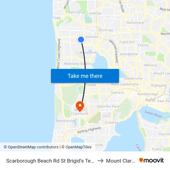 Scarborough Beach Rd St Brigid's Terrace Cat Id 29 to Mount Claremont map