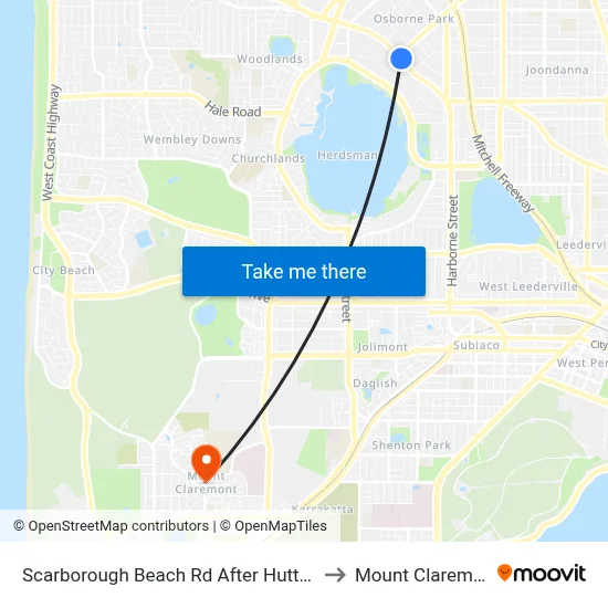 Scarborough Beach Rd After Hutton St to Mount Claremont map