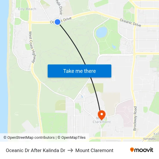 Oceanic Dr After Kalinda Dr to Mount Claremont map