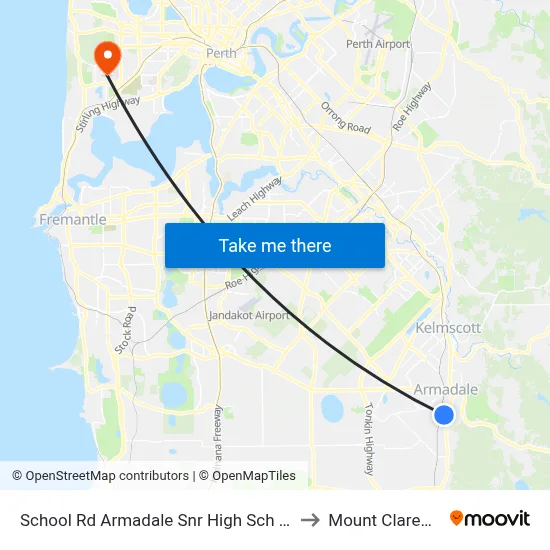 School Rd Armadale Snr High Sch Stand 2 to Mount Claremont map