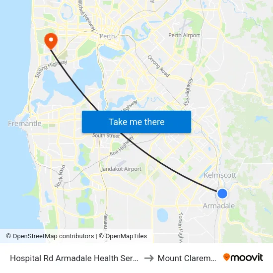 Hospital Rd Armadale Health Service to Mount Claremont map