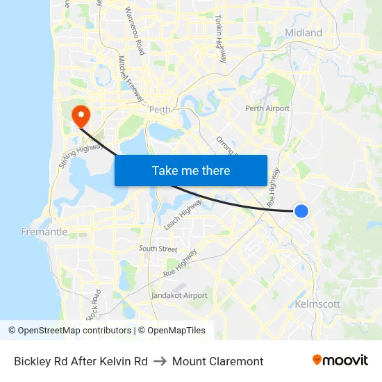 Bickley Rd After Kelvin Rd to Mount Claremont map