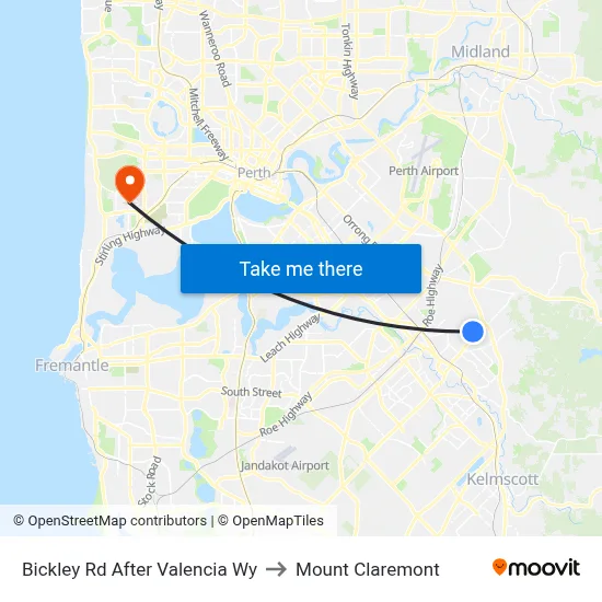 Bickley Rd After Valencia Wy to Mount Claremont map