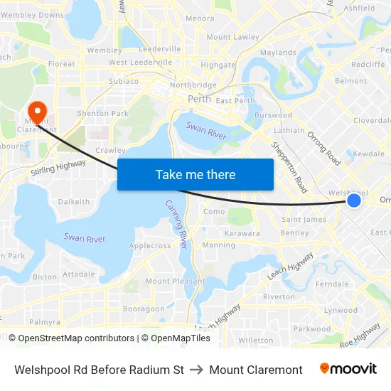 Welshpool Rd Before Radium St to Mount Claremont map