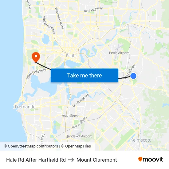 Hale Rd After Hartfield Rd to Mount Claremont map