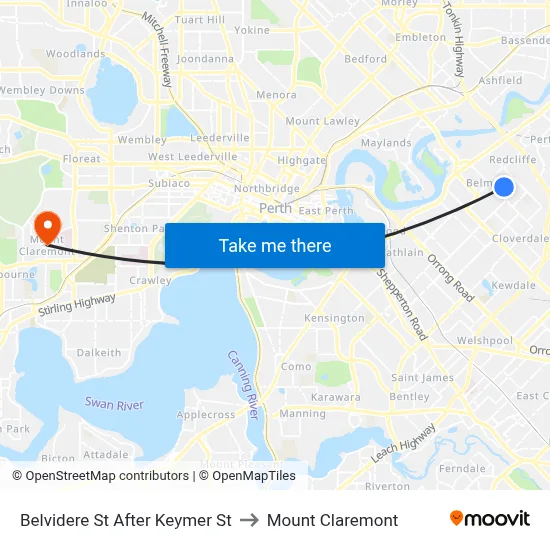 Belvidere St After Keymer St to Mount Claremont map