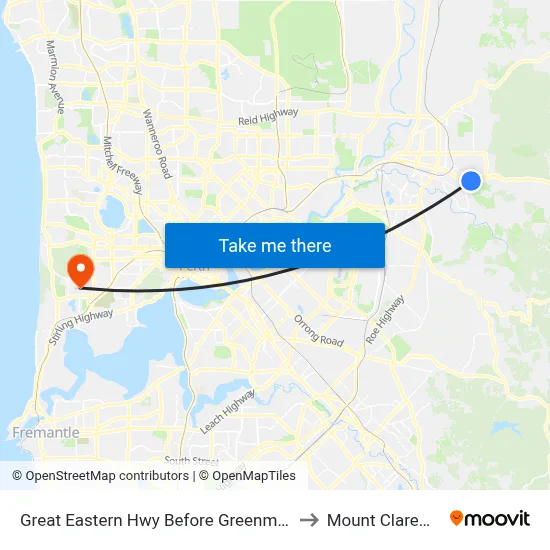 Great Eastern Hwy Before Greenmount Ri to Mount Claremont map