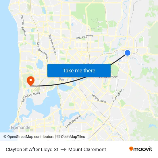 Clayton St After Lloyd St to Mount Claremont map