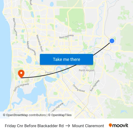 Friday Cnr Before Blackadder Rd to Mount Claremont map
