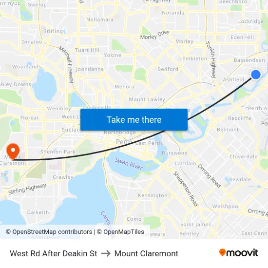 West Rd After Deakin St to Mount Claremont map