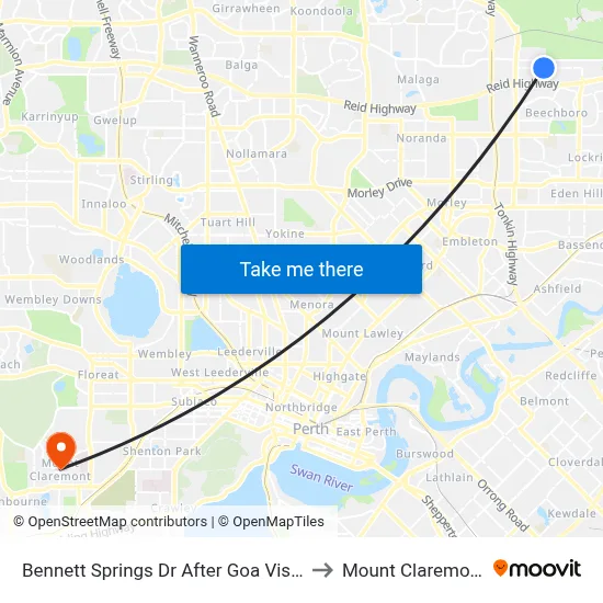 Bennett Springs Dr After Goa Vista to Mount Claremont map