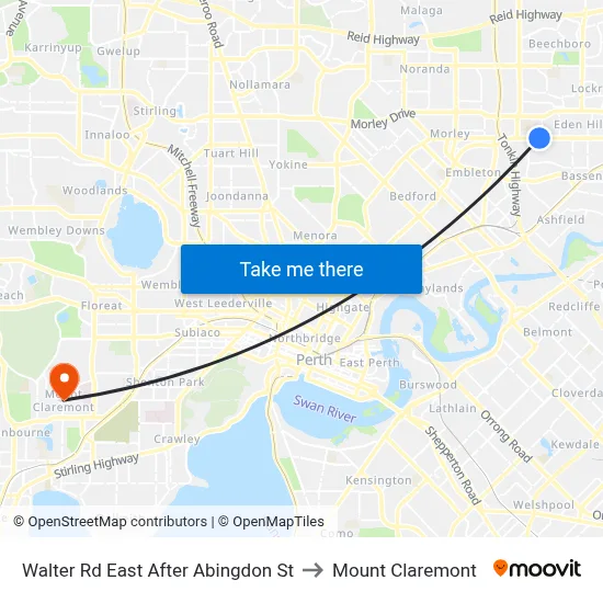 Walter Rd East After Abingdon St to Mount Claremont map