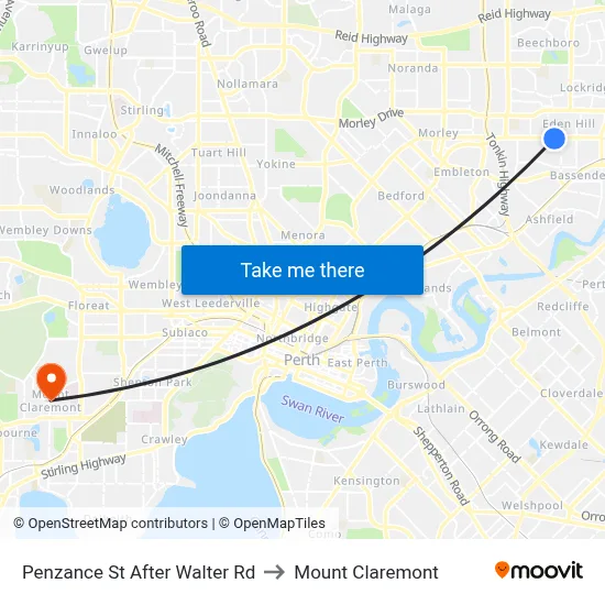 Penzance St After Walter Rd to Mount Claremont map