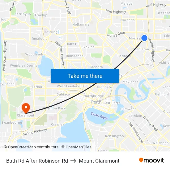 Bath Rd After Robinson Rd to Mount Claremont map