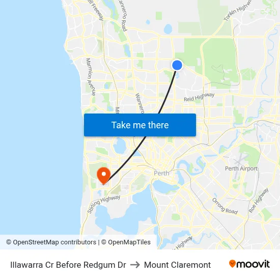 Illawarra Cr Before Redgum Dr to Mount Claremont map