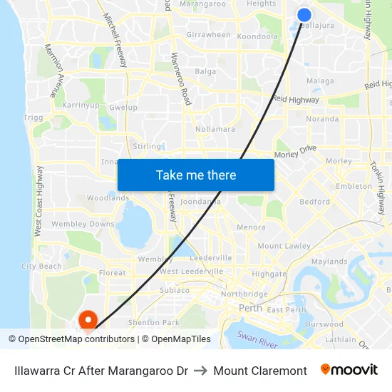 Illawarra Cr After Marangaroo Dr to Mount Claremont map